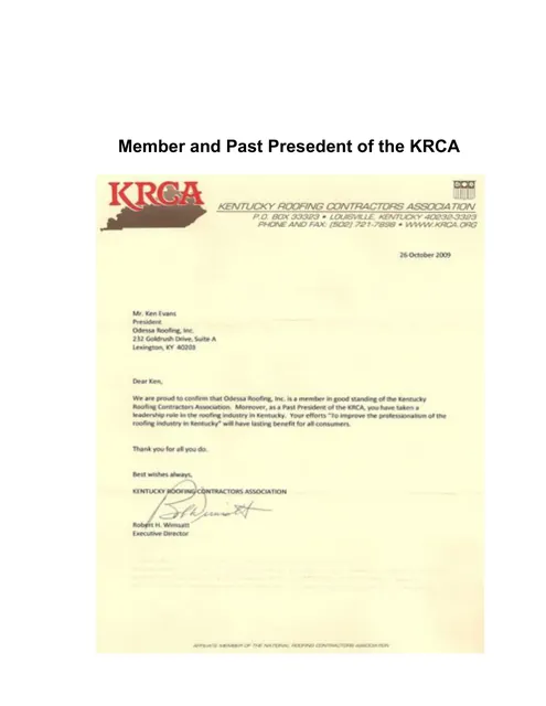 Member and Past President of the KRCA