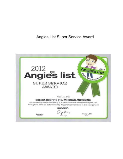 Angie's List Super Service Award