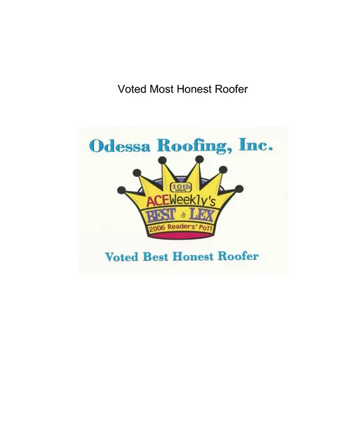 Voted Most Honest Roofer