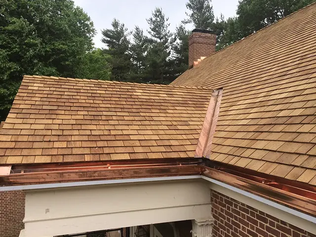 Wooden Roof With Copper Trim