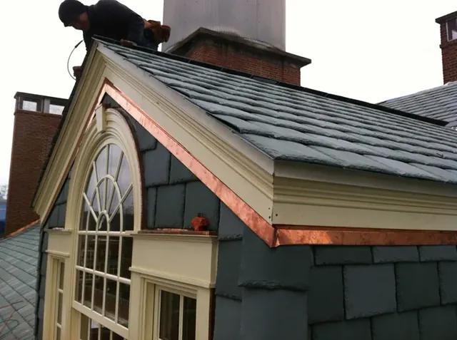 Synthetic Slate With Copper Trim